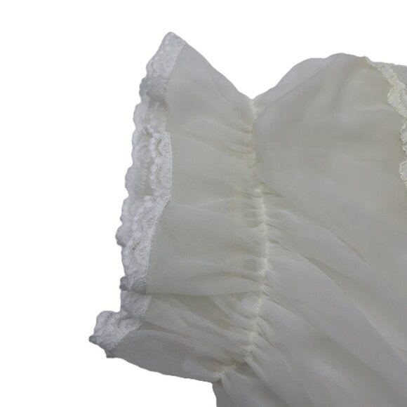 Vtg Val Mode Ivory Sheer Lace Mesh Maxi Negligee Robe S Bridal Old Hollywood - Picture 4 of 10